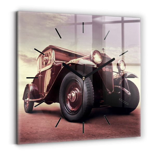 Square wall clock Vintage car