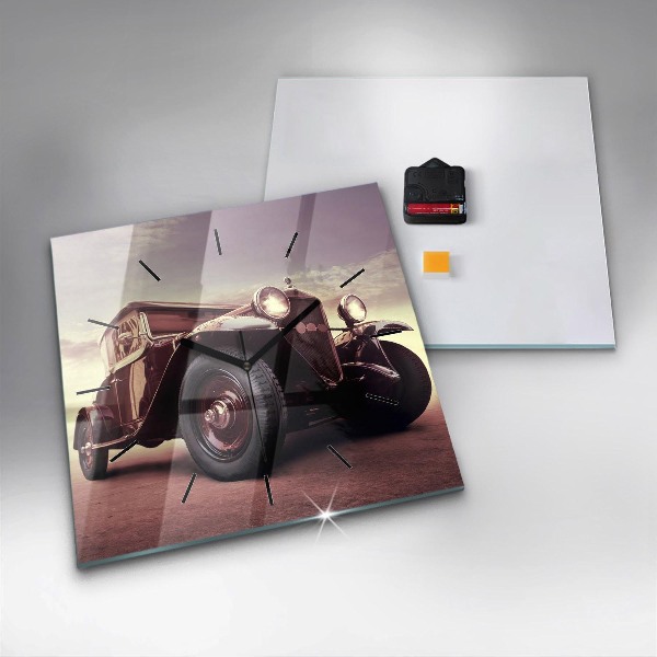 Square wall clock Vintage car
