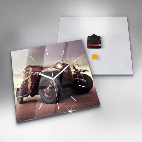 Square wall clock Vintage car
