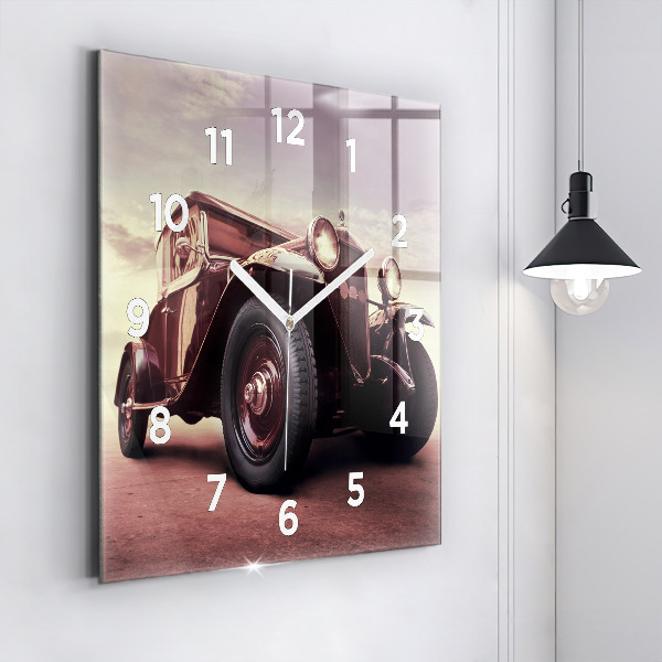 Square wall clock Vintage car