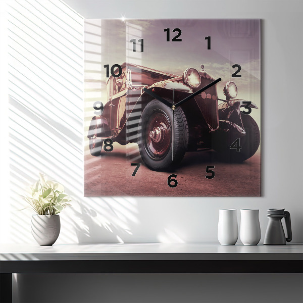 Square wall clock Vintage car
