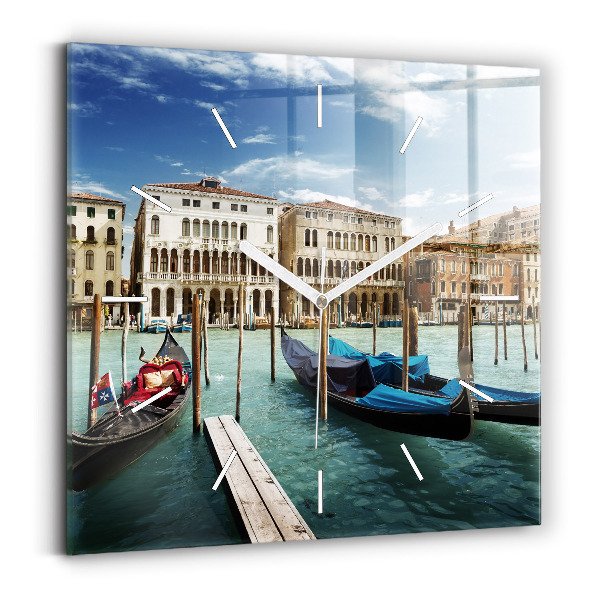 Square wall clock Gondolas Venice Italy