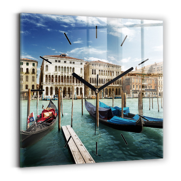 Square wall clock Gondolas Venice Italy