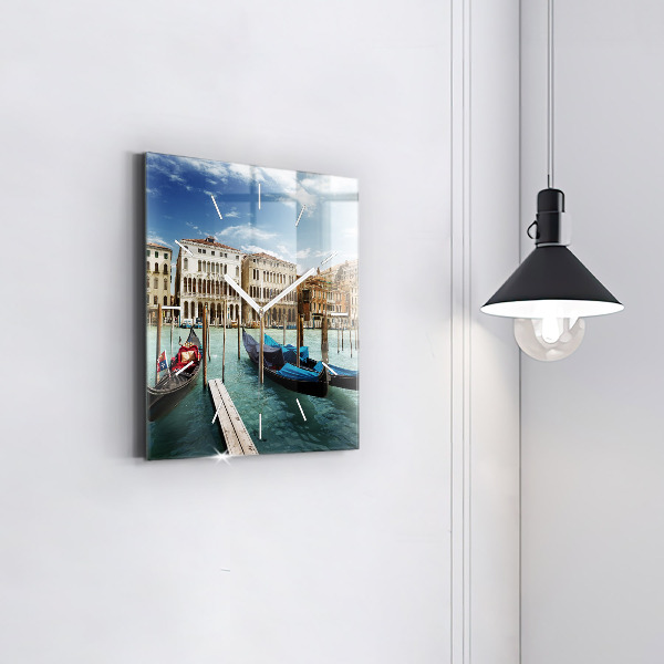 Square wall clock Gondolas Venice Italy