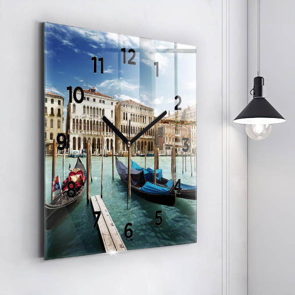 Square wall clock Gondolas Venice Italy