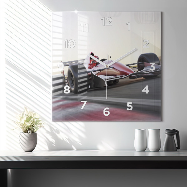 Square wall clock Sports racing car