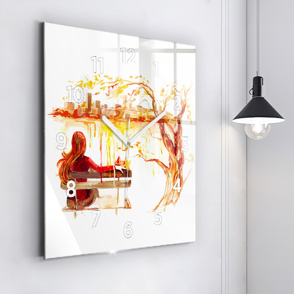 Square wall clock Autumn Landscape