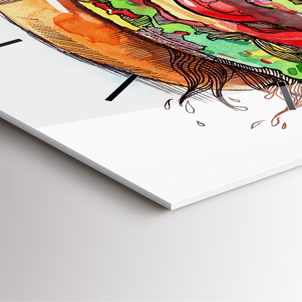 Square wall clock XXL Cheese Burger