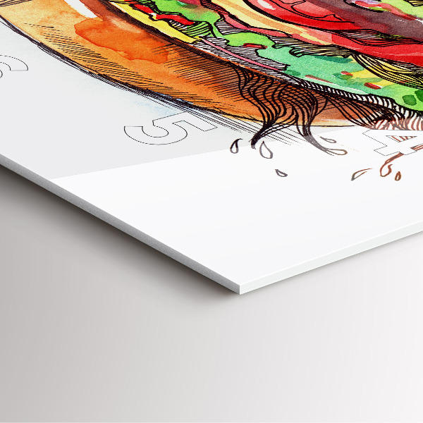 Square wall clock XXL Cheese Burger