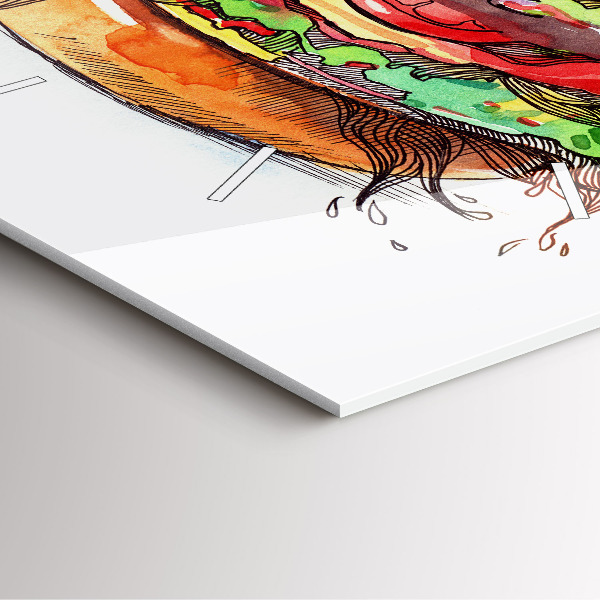 Square wall clock XXL Cheese Burger