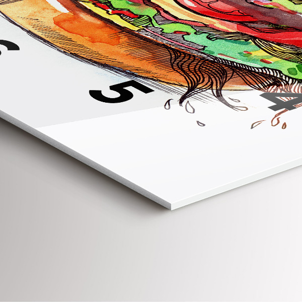 Square wall clock XXL Cheese Burger