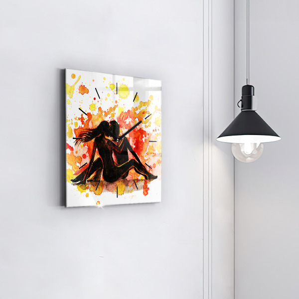 Square wall clock Love and a couple in love