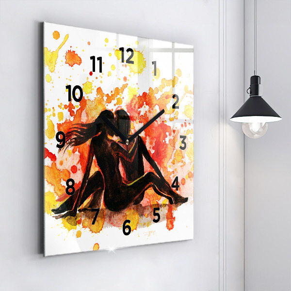 Square wall clock Love and a couple in love
