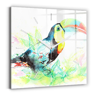 Square wall clock Toucan in the grass