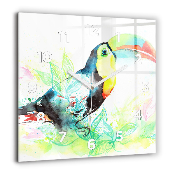 Square wall clock Toucan in the grass