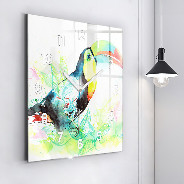 Square wall clock Toucan in the grass