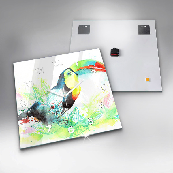 Square wall clock Toucan in the grass
