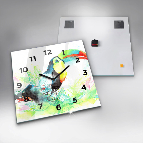 Square wall clock Toucan in the grass