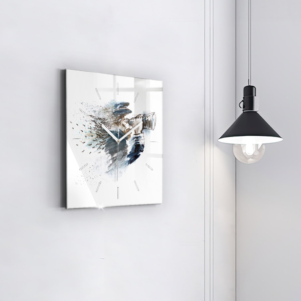 Square wall clock Captain with binoculars