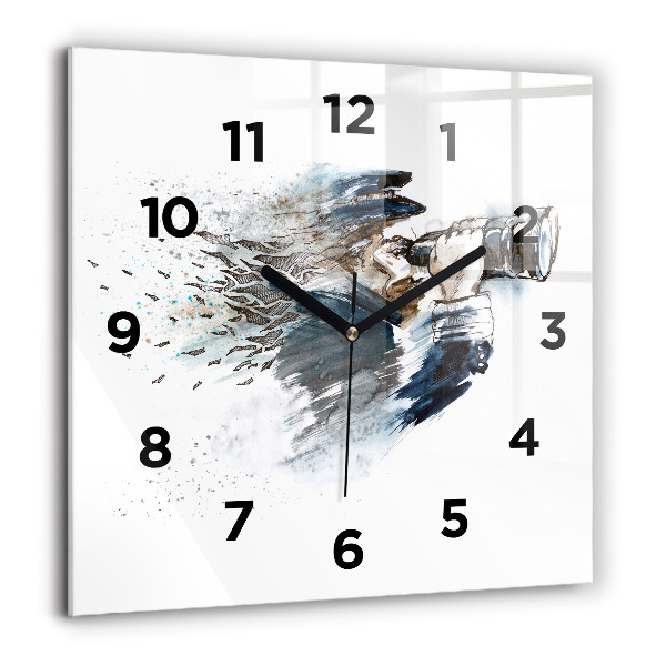 Square wall clock Captain with binoculars