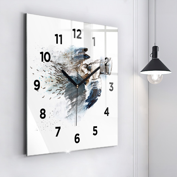 Square wall clock Captain with binoculars