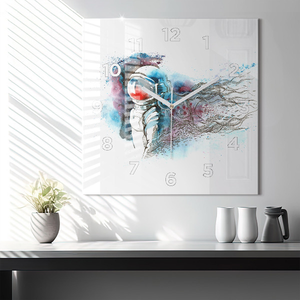 Square wall clock Astronaut abstraction