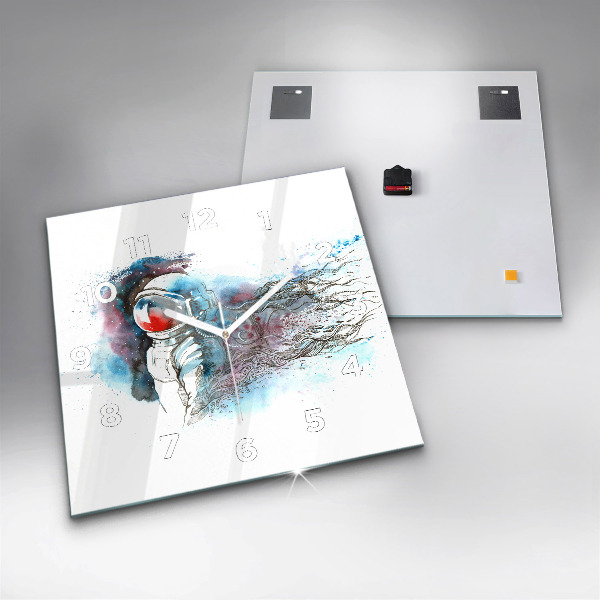 Square wall clock Astronaut abstraction