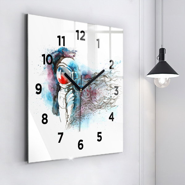 Square wall clock Astronaut abstraction