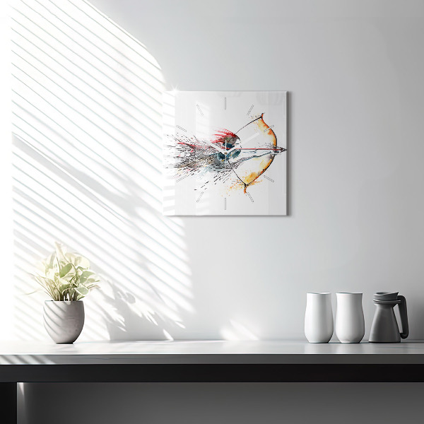 Square wall clock A warrior on the hunt