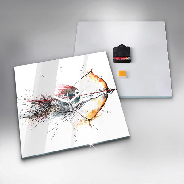 Square wall clock A warrior on the hunt