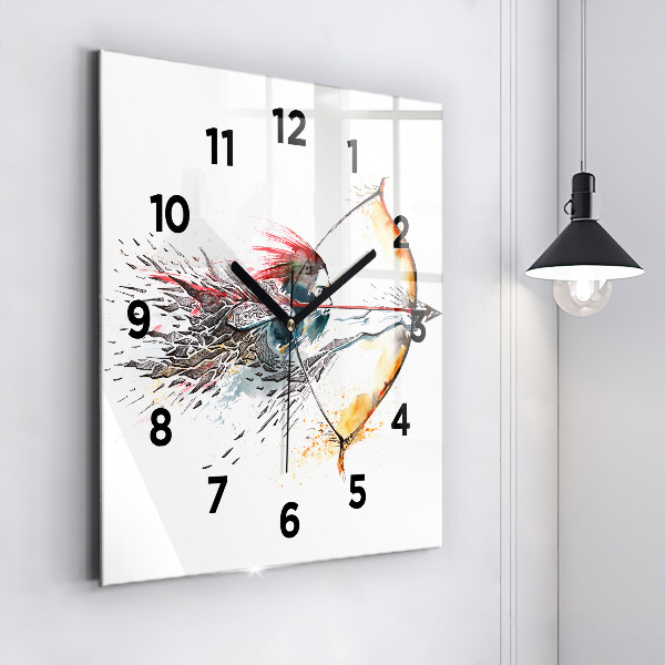 Square wall clock A warrior on the hunt