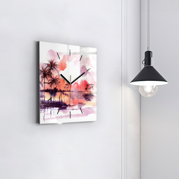 Square wall clock Tropical Landscape