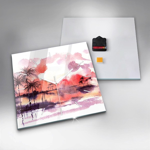 Square wall clock Tropical Landscape