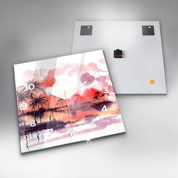 Square wall clock Tropical Landscape
