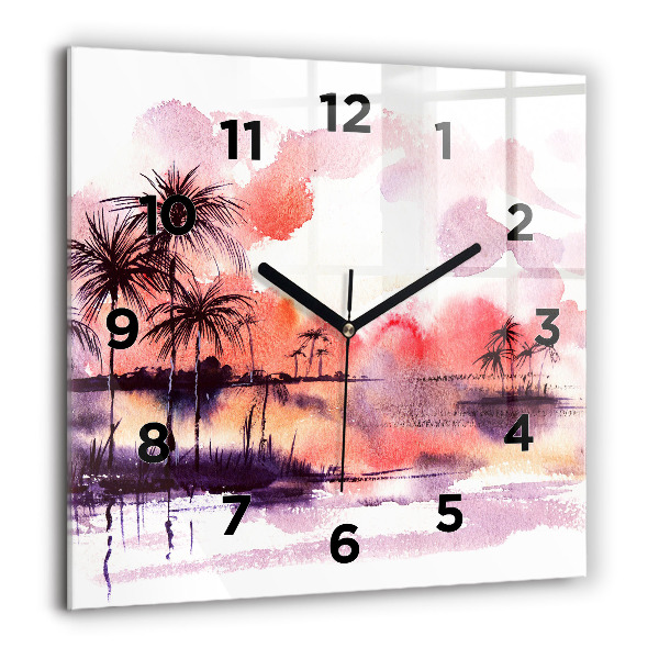 Square wall clock Tropical Landscape