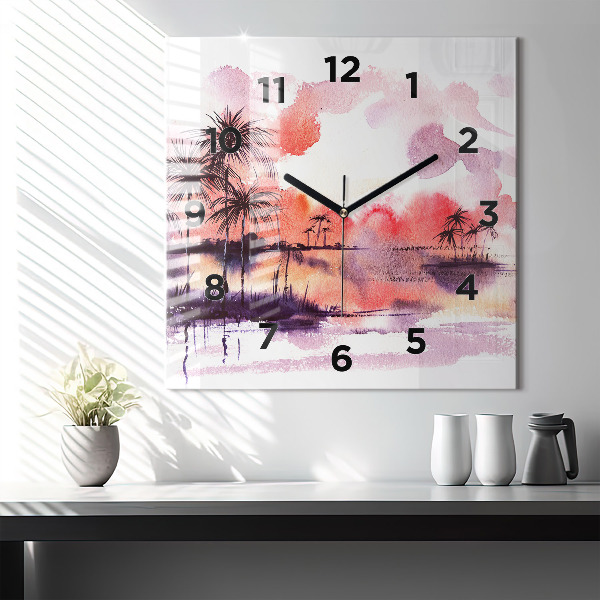 Square wall clock Tropical Landscape