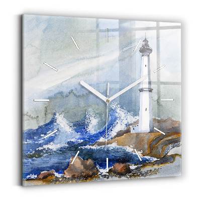 Square wall clock The sea and the lighthouse