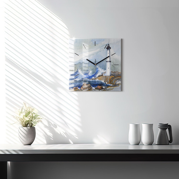Square wall clock The sea and the lighthouse