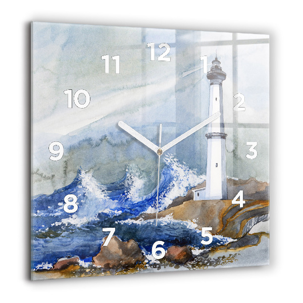 Square wall clock The sea and the lighthouse