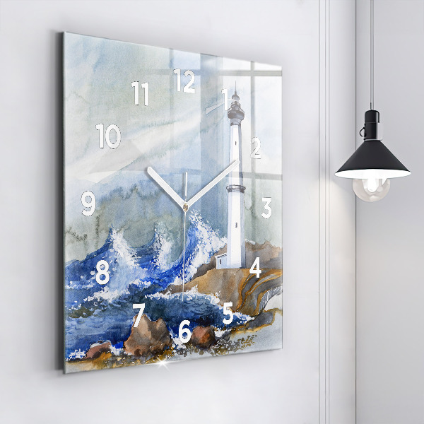Square wall clock The sea and the lighthouse