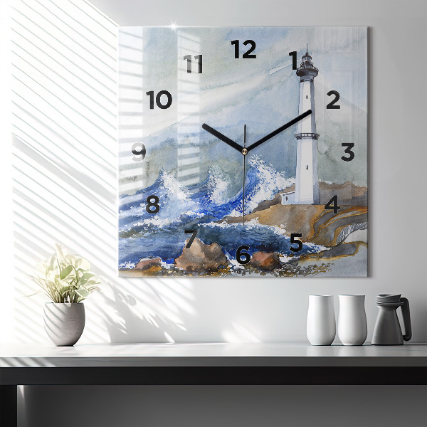 Square wall clock The sea and the lighthouse