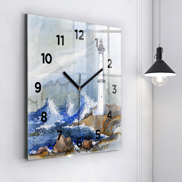 Square wall clock The sea and the lighthouse