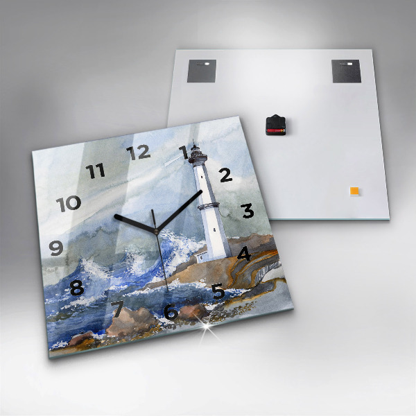Square wall clock The sea and the lighthouse