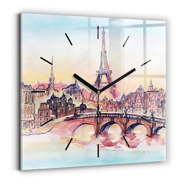 Square wall clock Painted Landscape of Paris