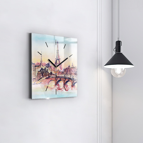 Square wall clock Painted Landscape of Paris