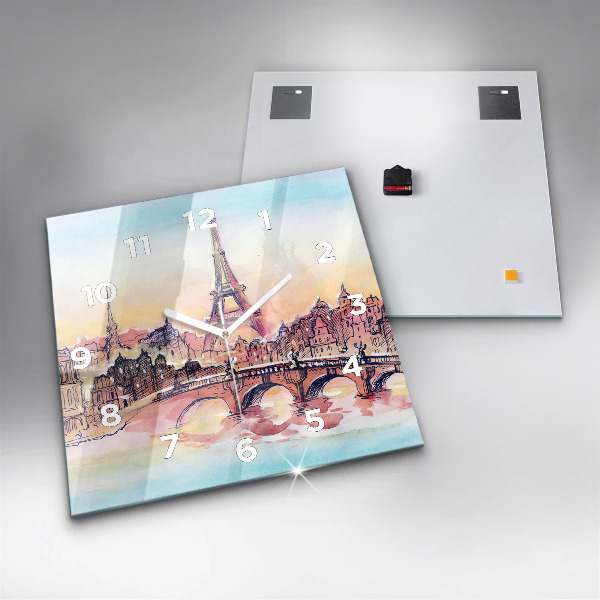 Square wall clock Painted Landscape of Paris