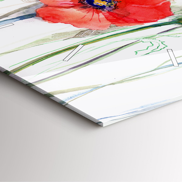 Square wall clock Painted Red Poppies