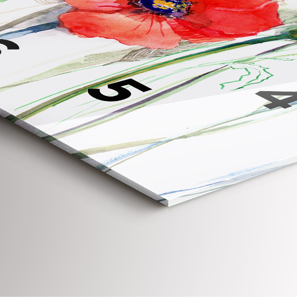 Square wall clock Painted Red Poppies
