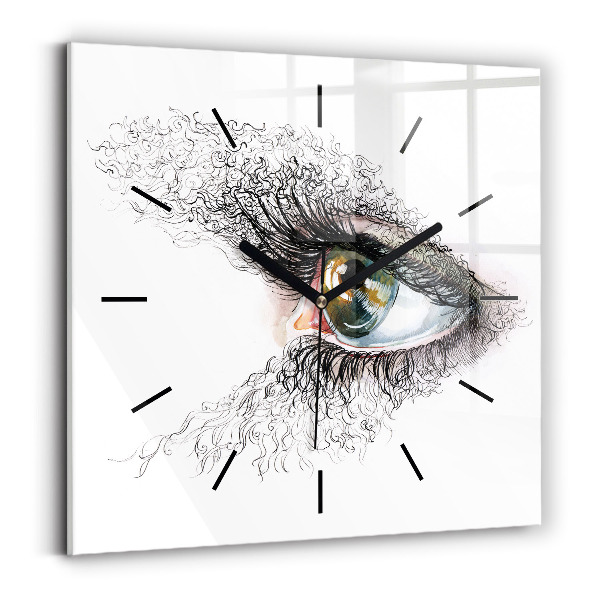 Square wall clock Drawing of a human eye