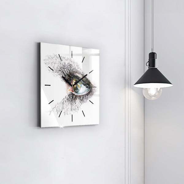 Square wall clock Drawing of a human eye